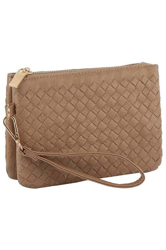 Woven Convertible Clutch Crossbody Bag Wristlet Fashion World