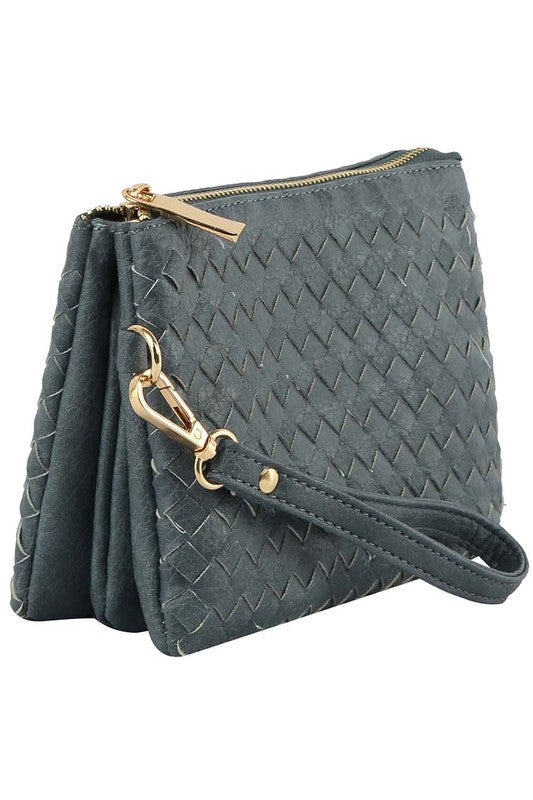 Woven Convertible Clutch Crossbody Bag Wristlet Fashion World