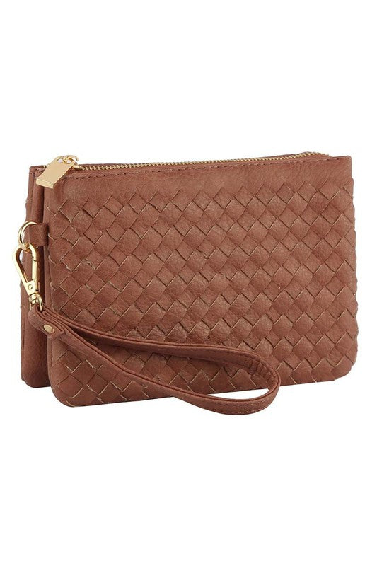 Woven Convertible Clutch Crossbody Bag Wristlet Fashion World