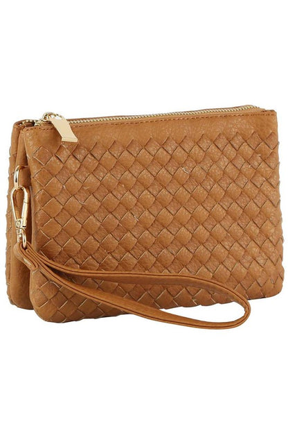 Woven Convertible Clutch Crossbody Bag Wristlet Fashion World