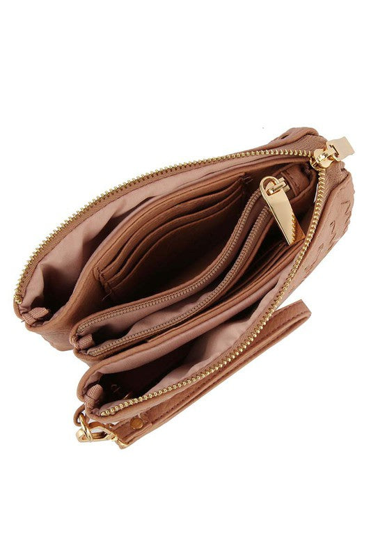 Woven Convertible Clutch Crossbody Bag Wristlet Fashion World