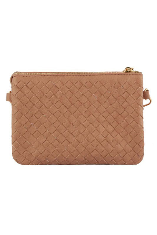 Woven Convertible Clutch Crossbody Bag Wristlet Fashion World