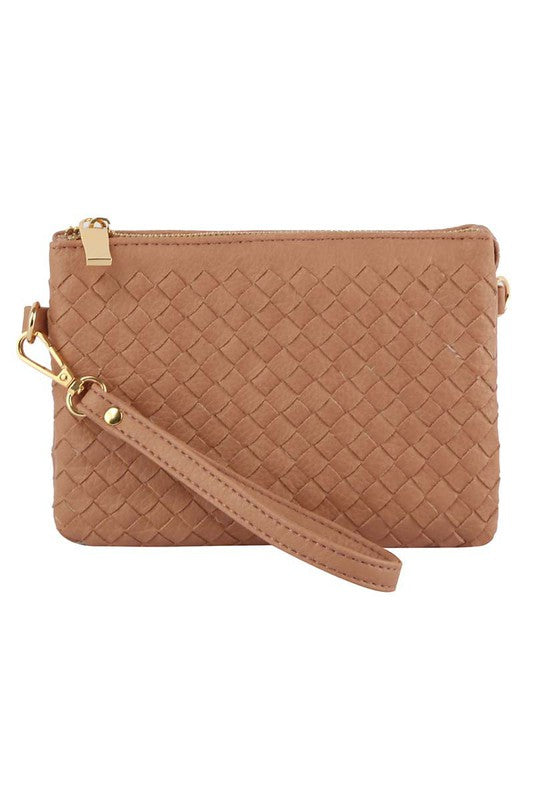 Woven Convertible Clutch Crossbody Bag Wristlet Fashion World