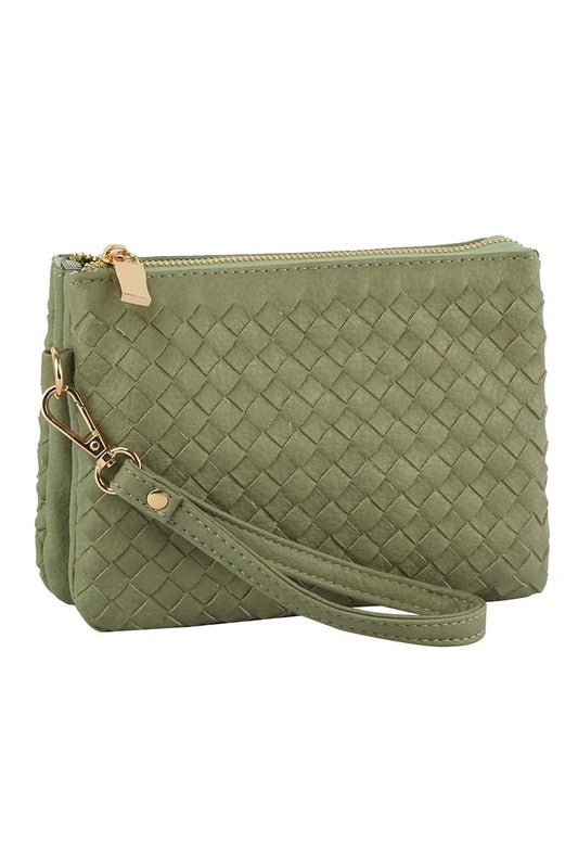 Woven Convertible Clutch Crossbody Bag Wristlet Fashion World