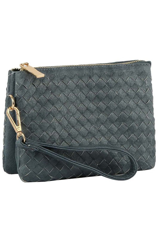 Woven Convertible Clutch Crossbody Bag Wristlet Fashion World