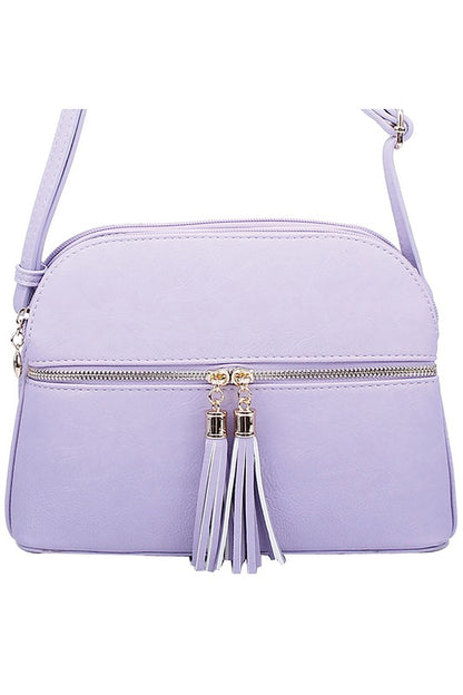 Zip Tassel Multi Compartment Crossbody Bag Fashion World