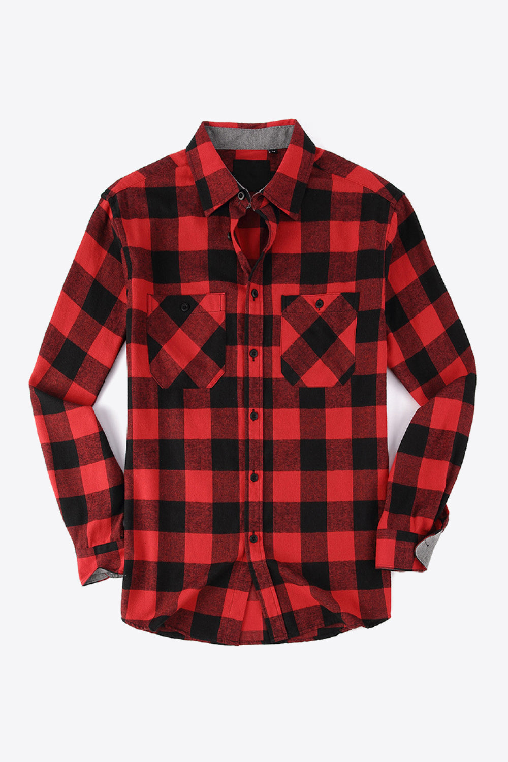 Men's Plaid Button Front Long Sleeve Shirt with Breast Pockets Trendsi