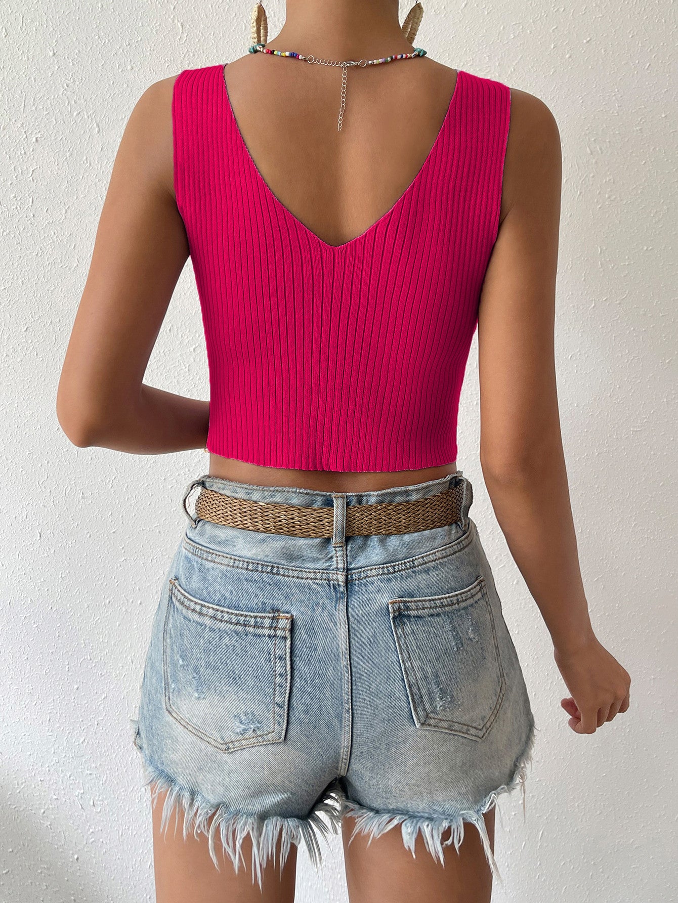 Twisted Cropped Knit Tank Trendsi