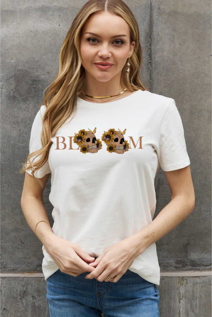 Simply Love BLOOM Skull Graphic Cotton Tee