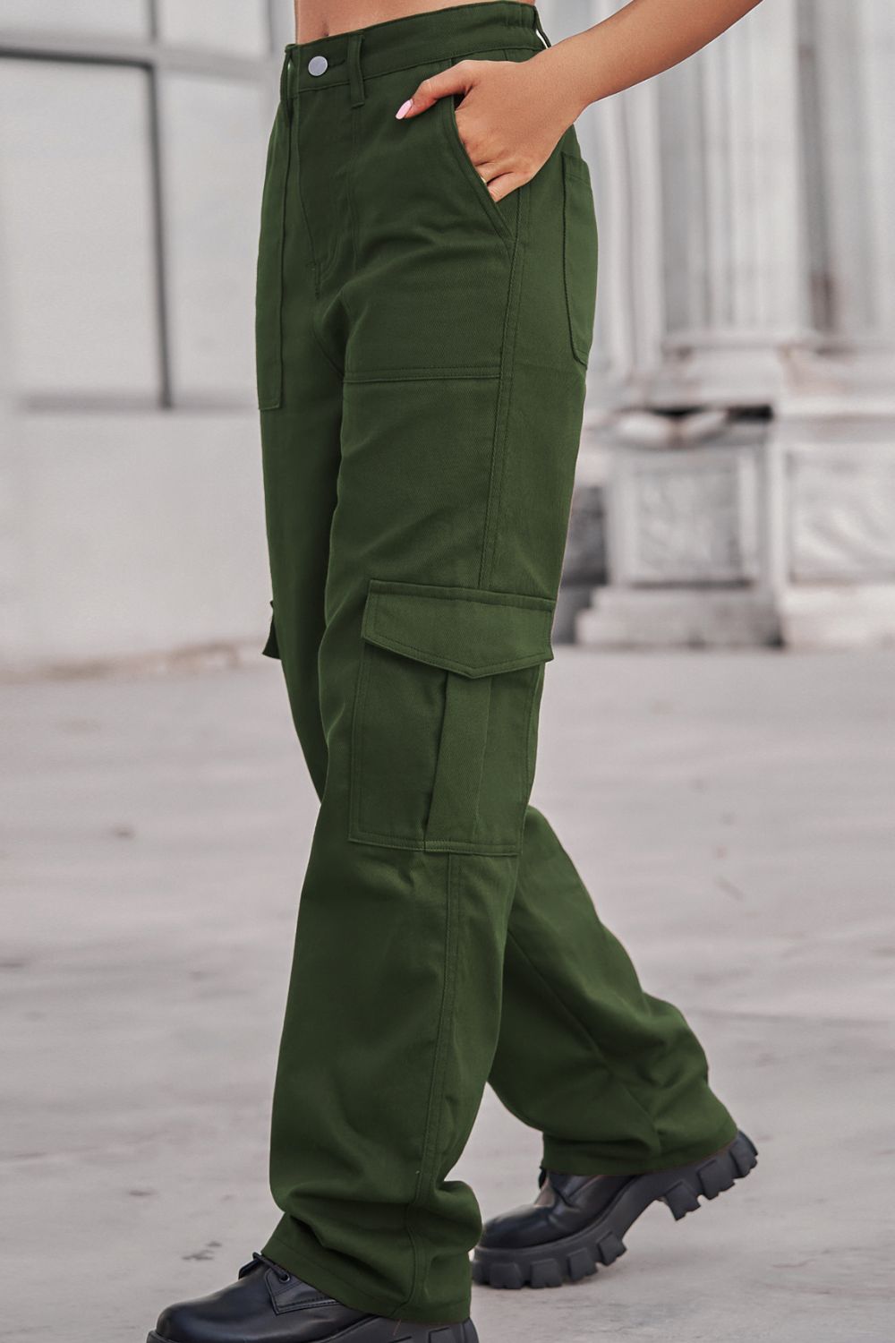 Long Straight Leg Cargo Pants Trendsi