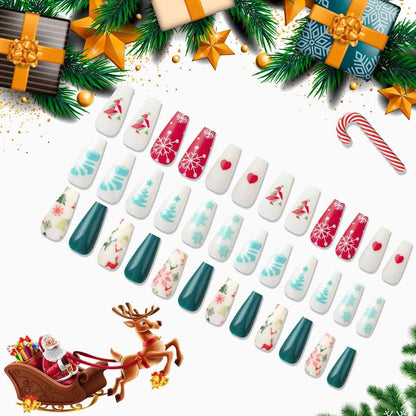 72-Piece Christmas Theme ABS Press-On Nails