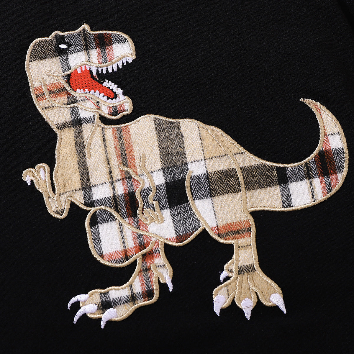 Boys Dinosaur Graphic Tee and Plaid Shorts Set Trendsi