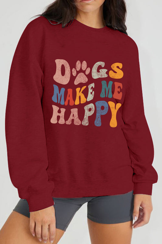 Simply Love DOGS MAKE ME HAPPY Graphic Sweatshirt