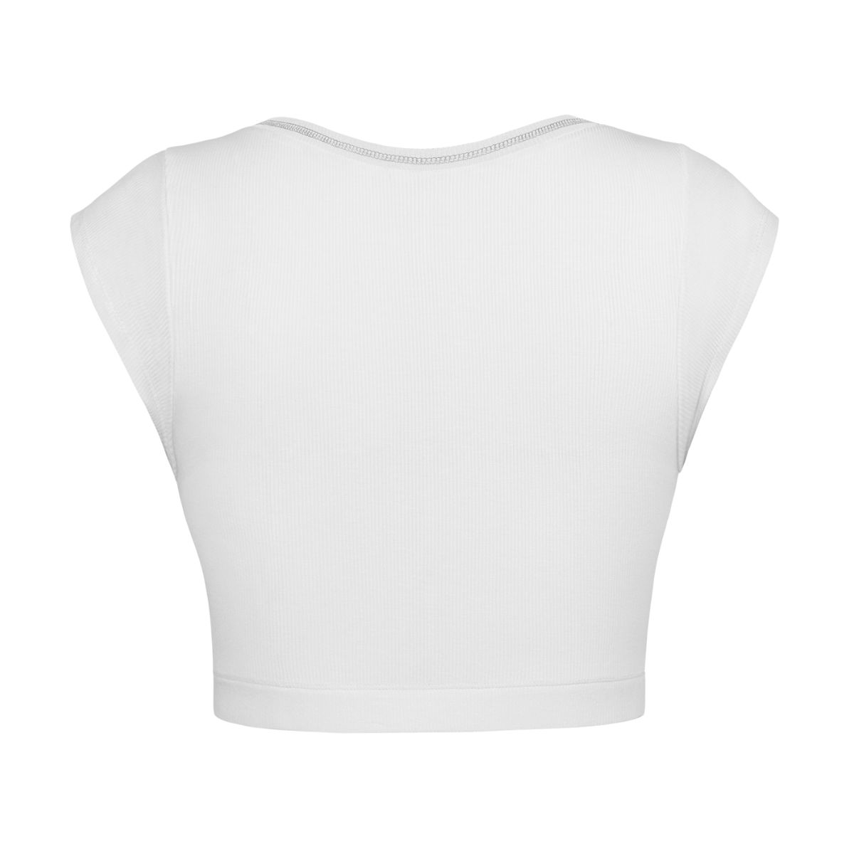 Notched Neck Cap Sleeve Cropped Tee Trendsi