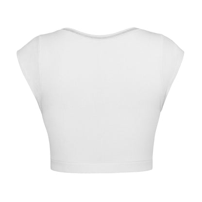 Notched Neck Cap Sleeve Cropped Tee Trendsi