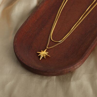 Star Pendant Double-Layered Titanium Steel Necklace