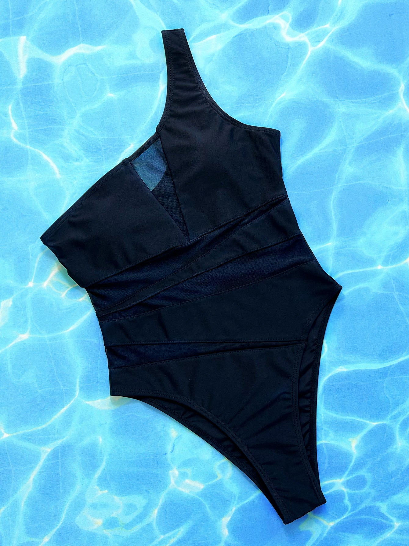 One-Shoulder Sleeveless One-Piece Swimsuit Trendsi