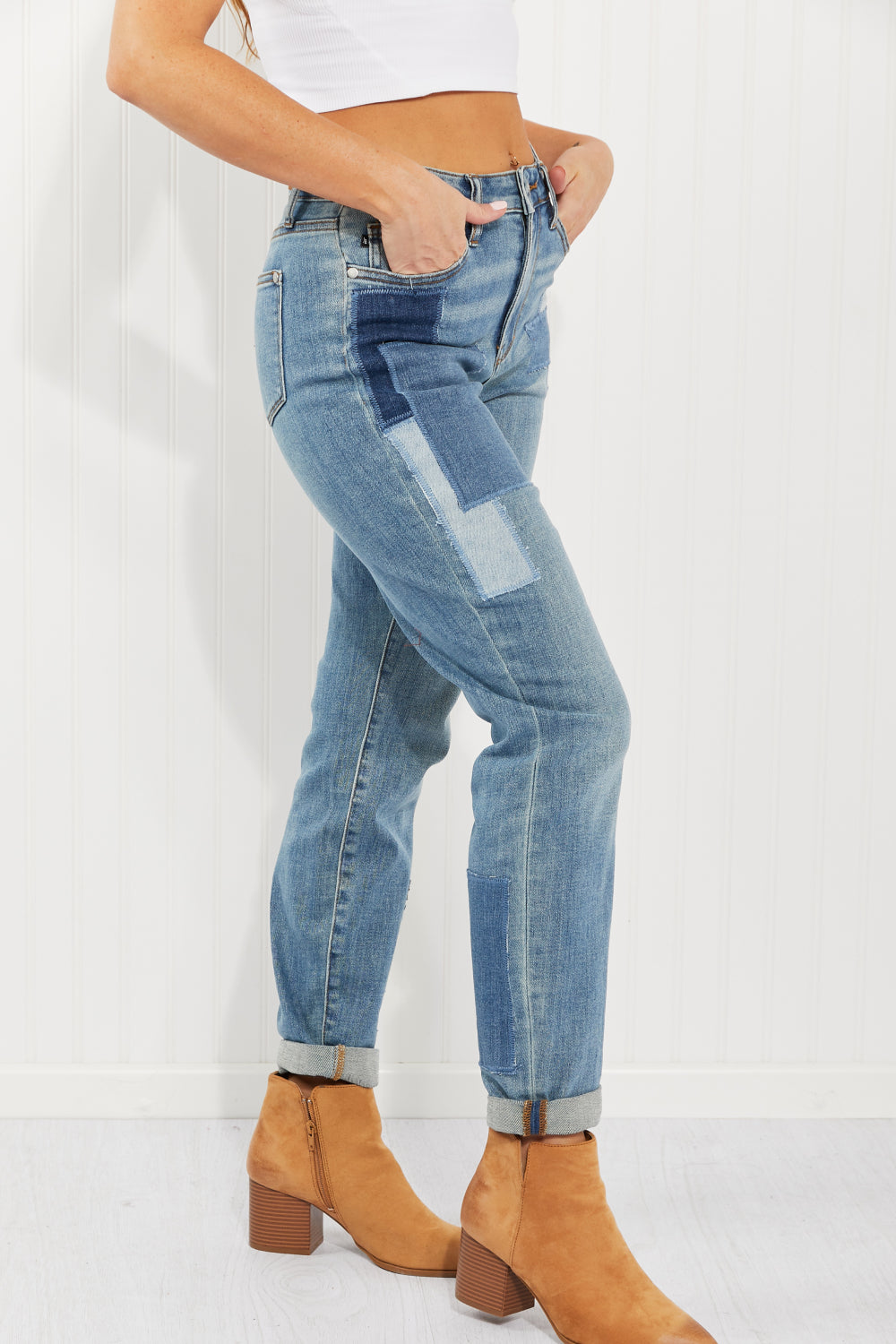 Patch Boyfriend Jeans Trendsi