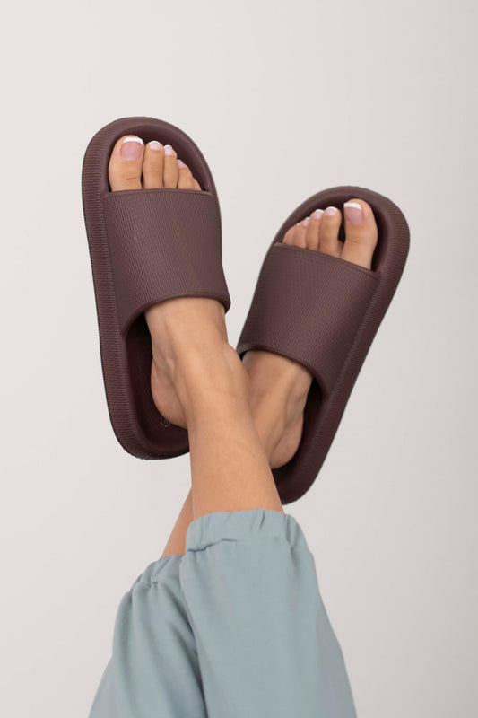 Go All Out Slide-On Sandals in Brown Trendsi