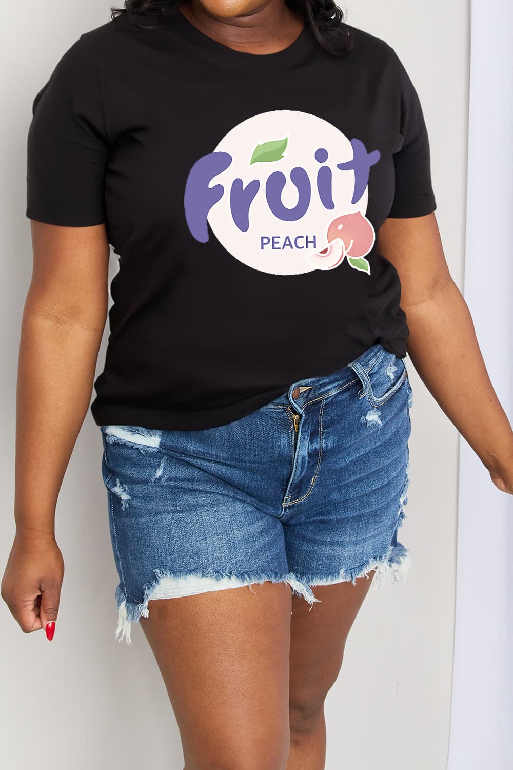 Simply Love FRUIT PEACH Graphic Cotton Tee