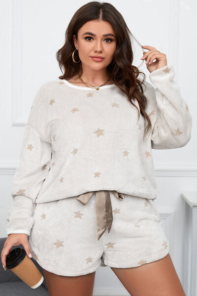 Plus+ Star Dropped Shoulder Top and Shorts Lounge Set