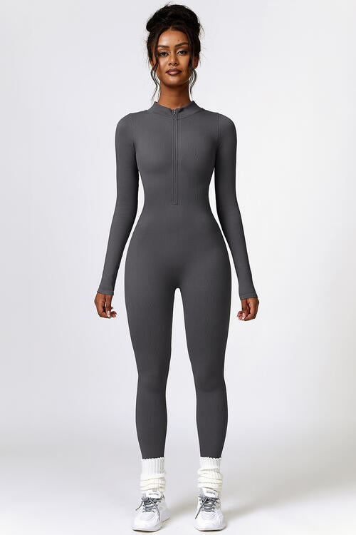 Half Zip Long Sleeve Active Sports Jumpsuit