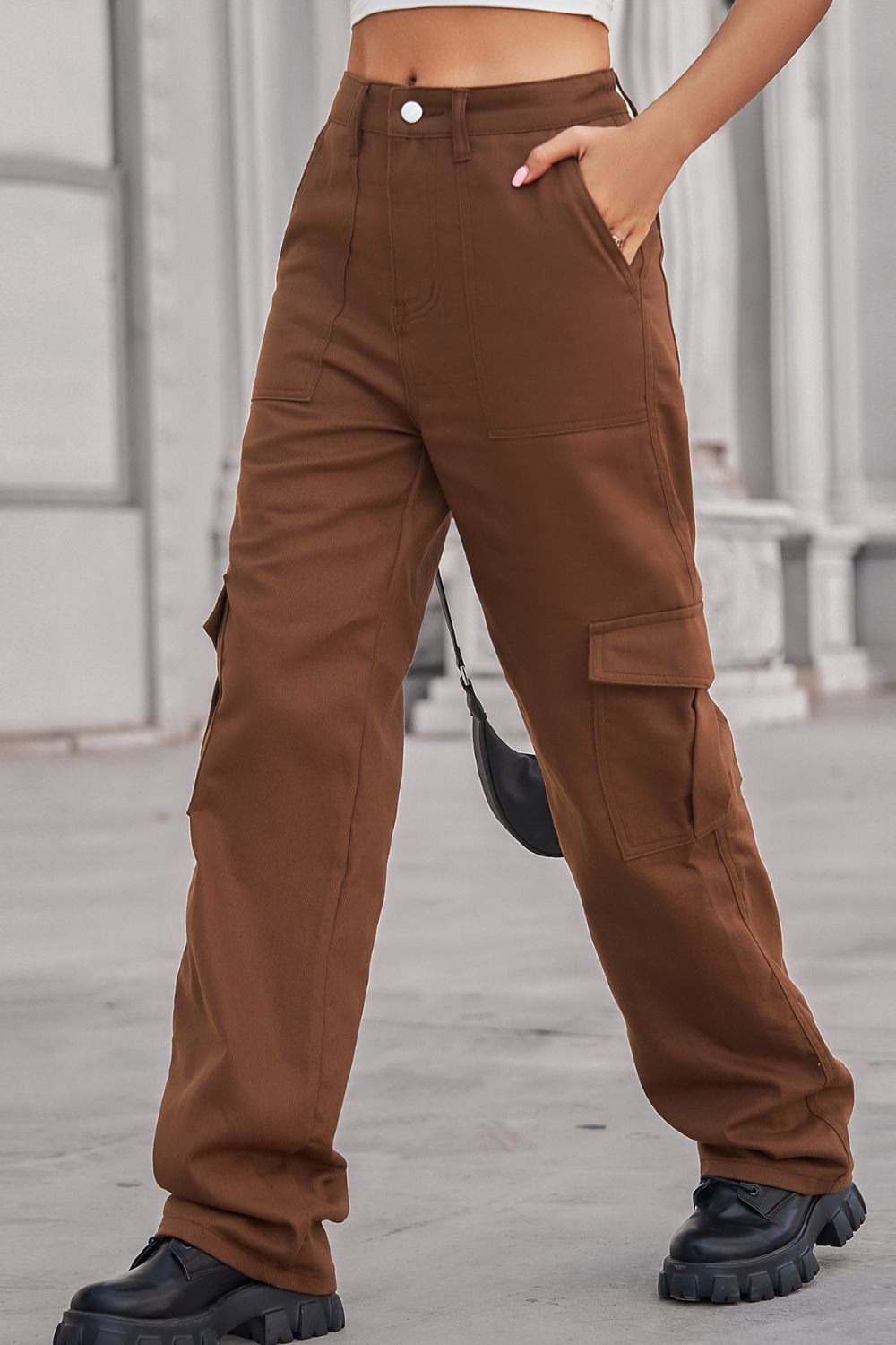 Long Straight Leg Cargo Pants Trendsi