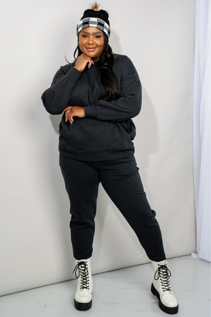 Sweatshirt and Joggers Lounge Set with Pockets in Charcoal Trendsi