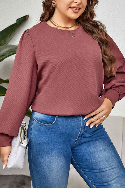 Plus+ Round Neck Puff Sleeve Top