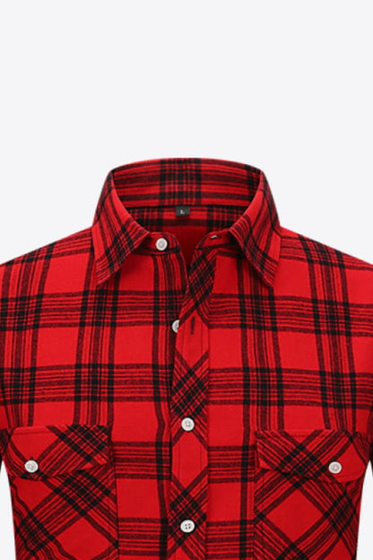 Men's Plaid Button-Up Long Sleeve Shirt Trendsi