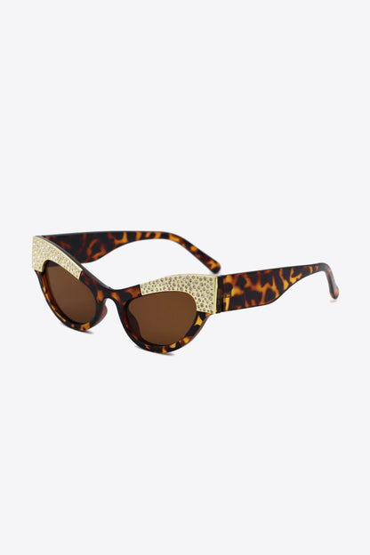 Rhinestone Trim Cat-Eye Sunglasses