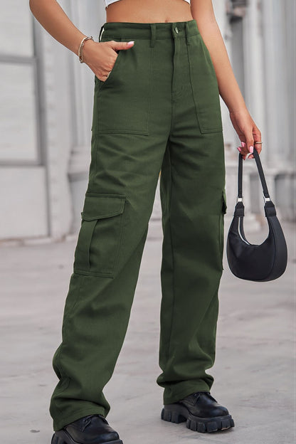 Long Straight Leg Cargo Pants Trendsi