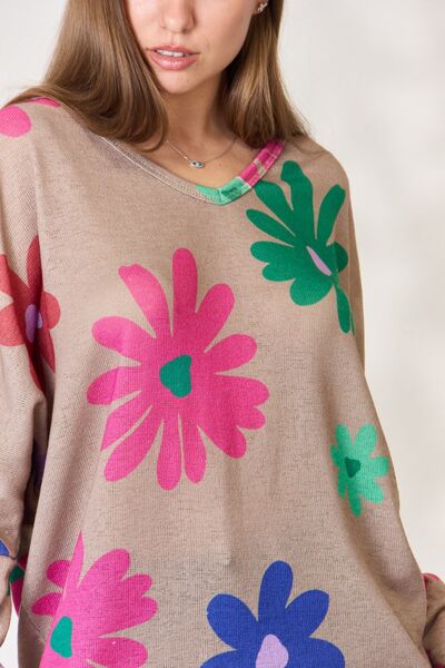 Hopely Floral V-Neck Long Sleeve Top