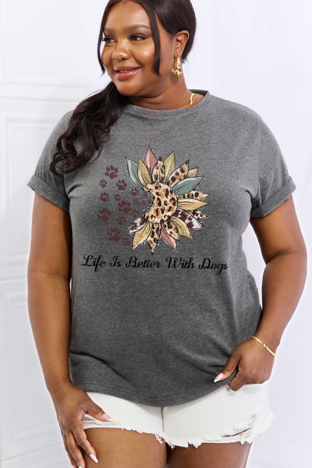 Simply Love Simply Love LIFE IS BETTER WITH DOGS Graphic Cotton Tee