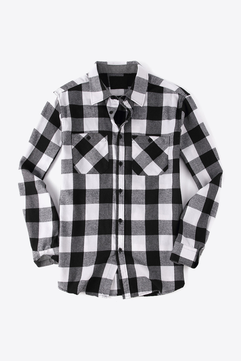 Men's Plaid Button Front Long Sleeve Shirt with Breast Pockets Trendsi