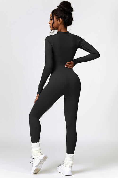 Half Zip Long Sleeve Active Sports Jumpsuit