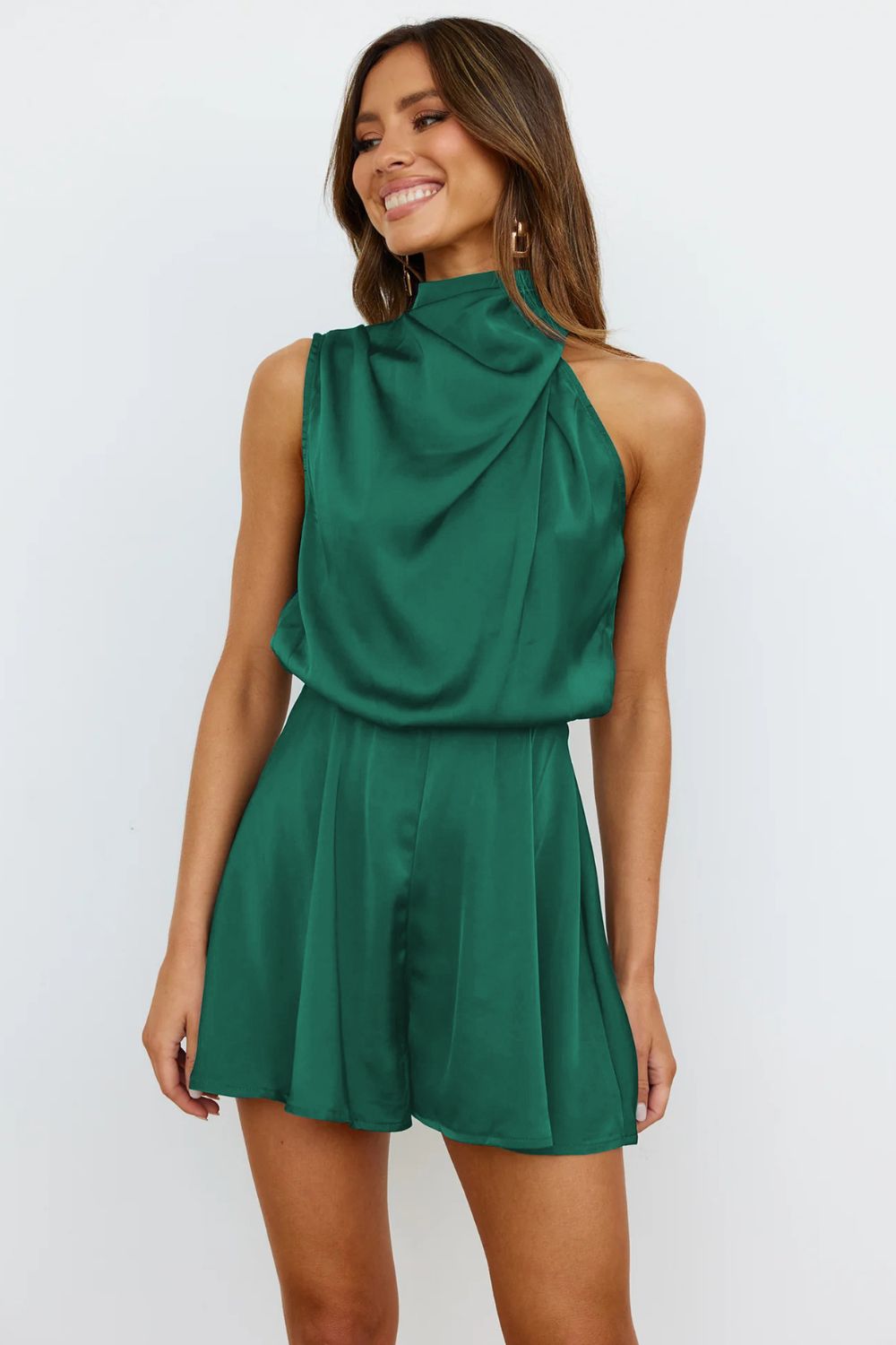 Turtleneck Sleeveless Romper Trendsi