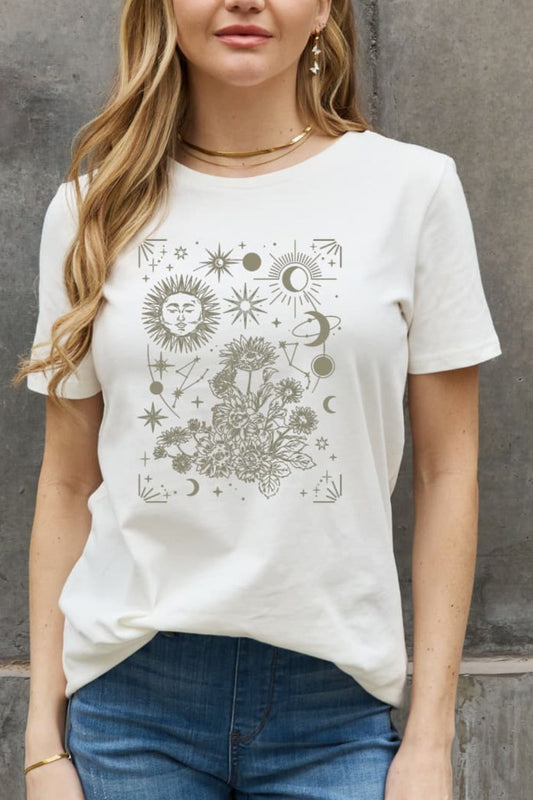 Simply Love Celestial Graphic Short Sleeve Cotton Tee Trendsi