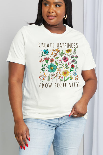 Simply Love CREATE HAPPINESS GROW POSITIVITY Graphic Cotton Tee