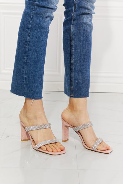 Leave A Little Sparkle Rhinestone Block Heel Sandal in Pink Trendsi