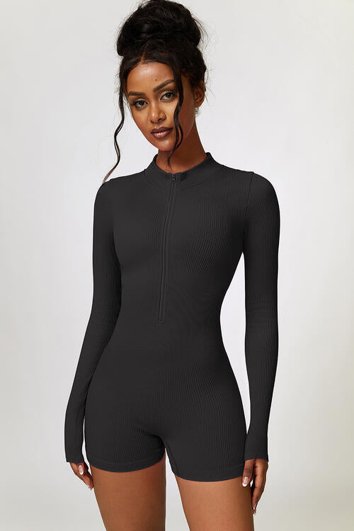 Half Zip Long Sleeve Sports Romper