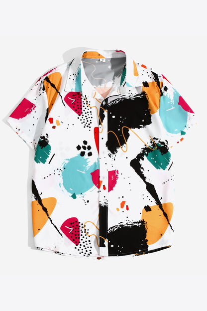 Men's Printed Short Sleeve Collared Shirt Trendsi