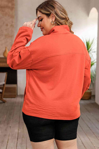 Plus+ Zip-Up Dropped Shoulder Sweatshirt