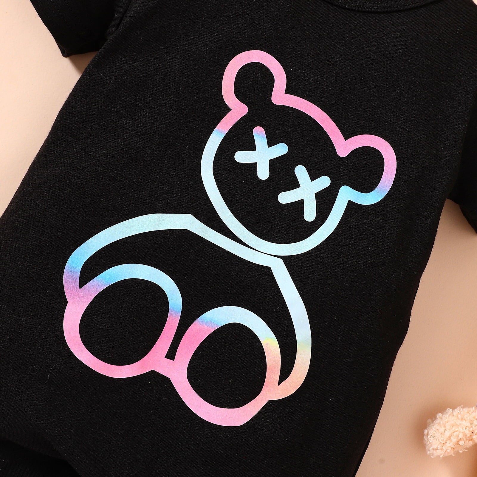 Baby Bear Graphic Short Sleeve Romper Trendsi