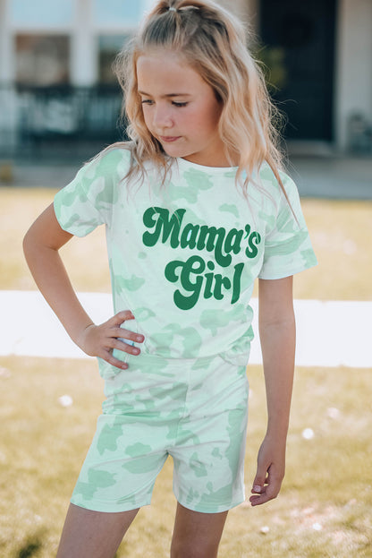 Girls Printed Letter Graphic Lounge Set Trendsi