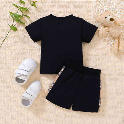 Baby Bear Graphic Round Neck Tee and Short Set