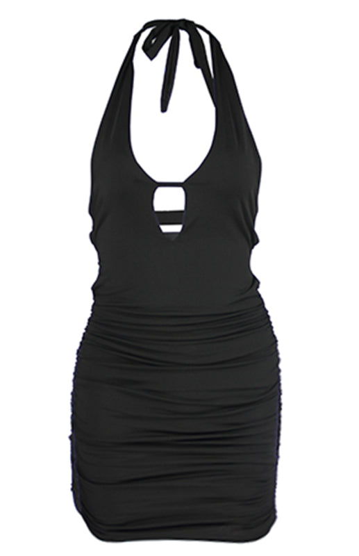 Halter Neck Ruched Dress