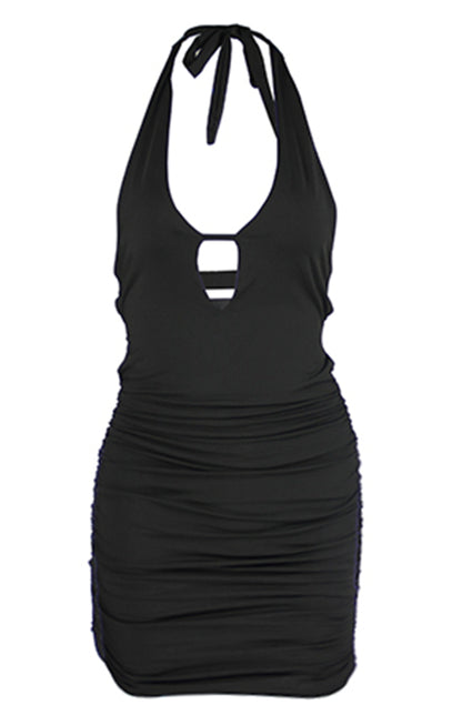 Halter Neck Ruched Dress