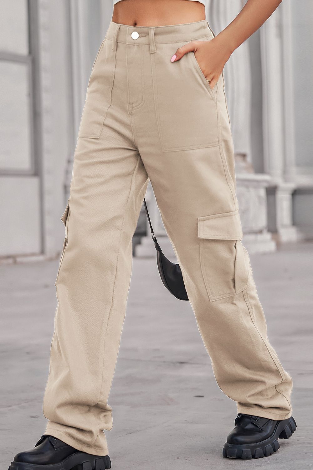 Long Straight Leg Cargo Pants Trendsi