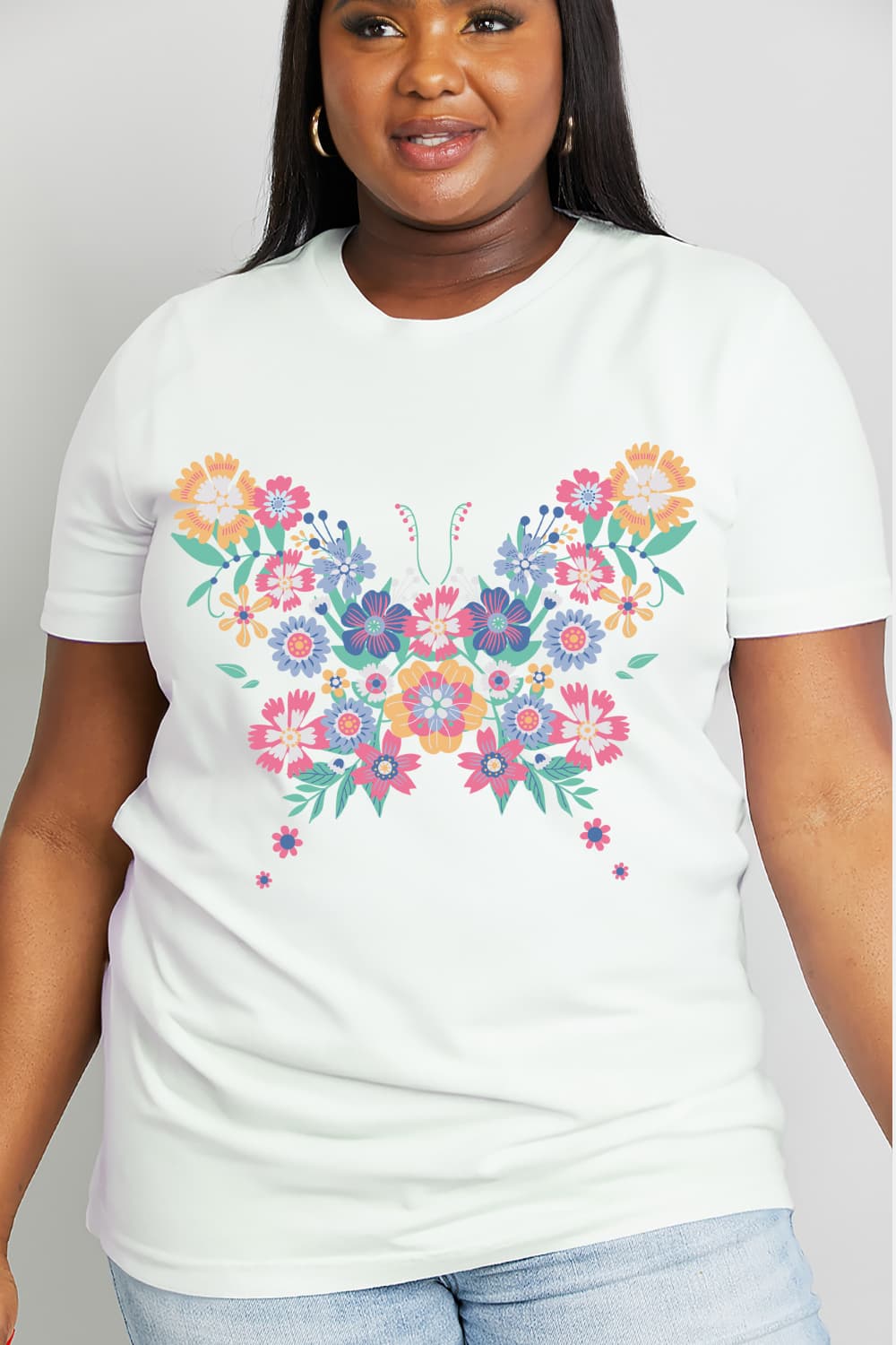 Simply Love Simply Love Flower Butterfly Graphic Cotton Tee